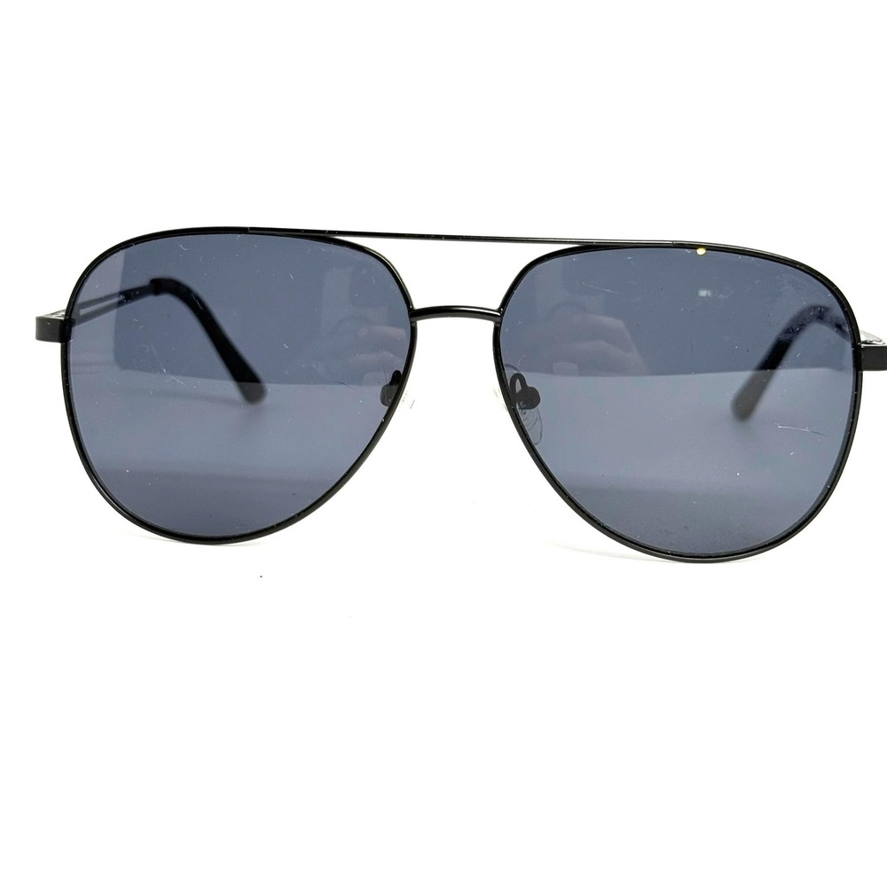 Guess GF0231 02A Black Metal Aviator Sunglasses Red Stripe Detail 58-14-140